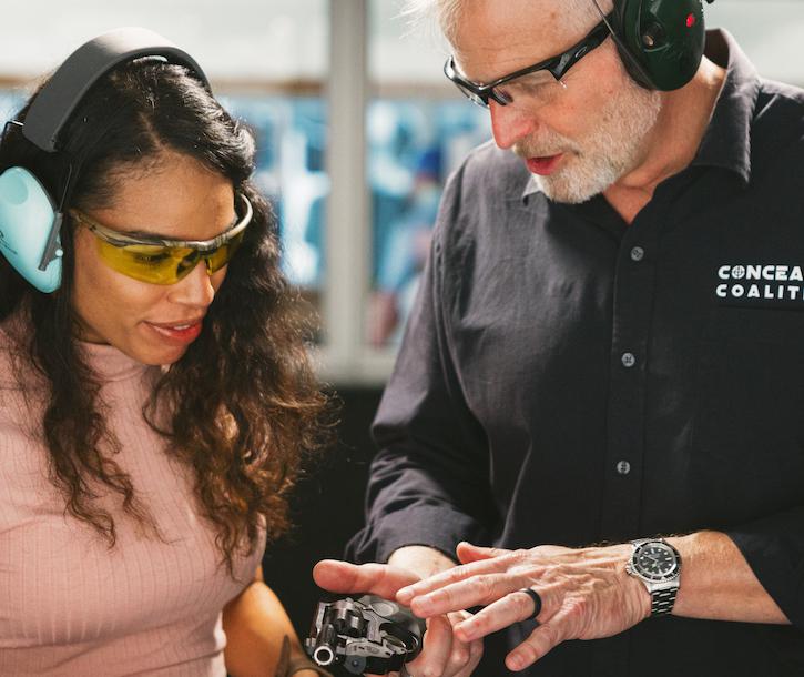Firearm instructor and student